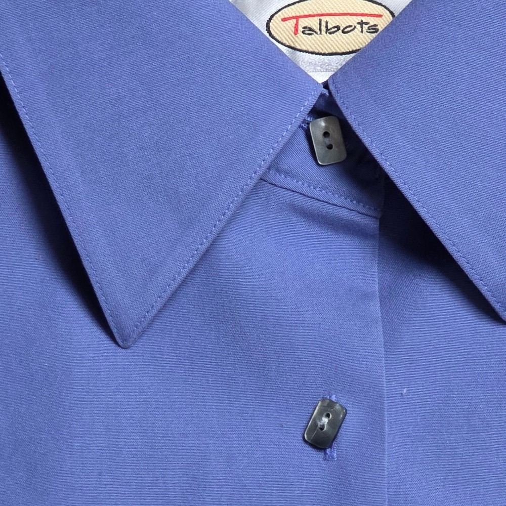 Talbots Sleeveless Button Up Shirt Women's Size 8 Blue Stretch Wrinkle Resistant - Picture 7 of 8